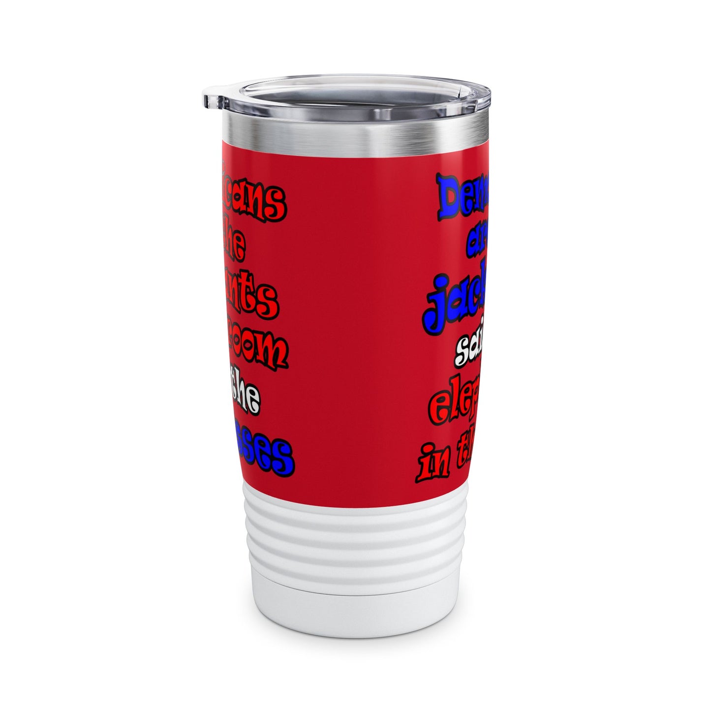 donkeys and elephants - Ringneck Tumbler, 20oz (dark red)