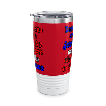 donkeys and elephants - Ringneck Tumbler, 20oz (dark red)