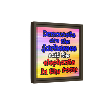 donkeys and elephants - framed canvas art (color blur)