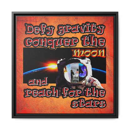 defy conquer reach - framed canvas art (burnt orange)