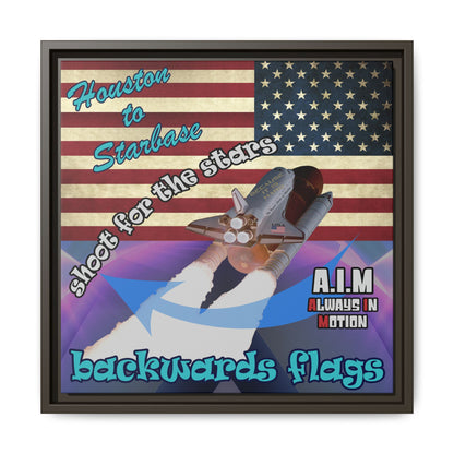 shoot for the stars - framed canvas art (grey-pink wave)