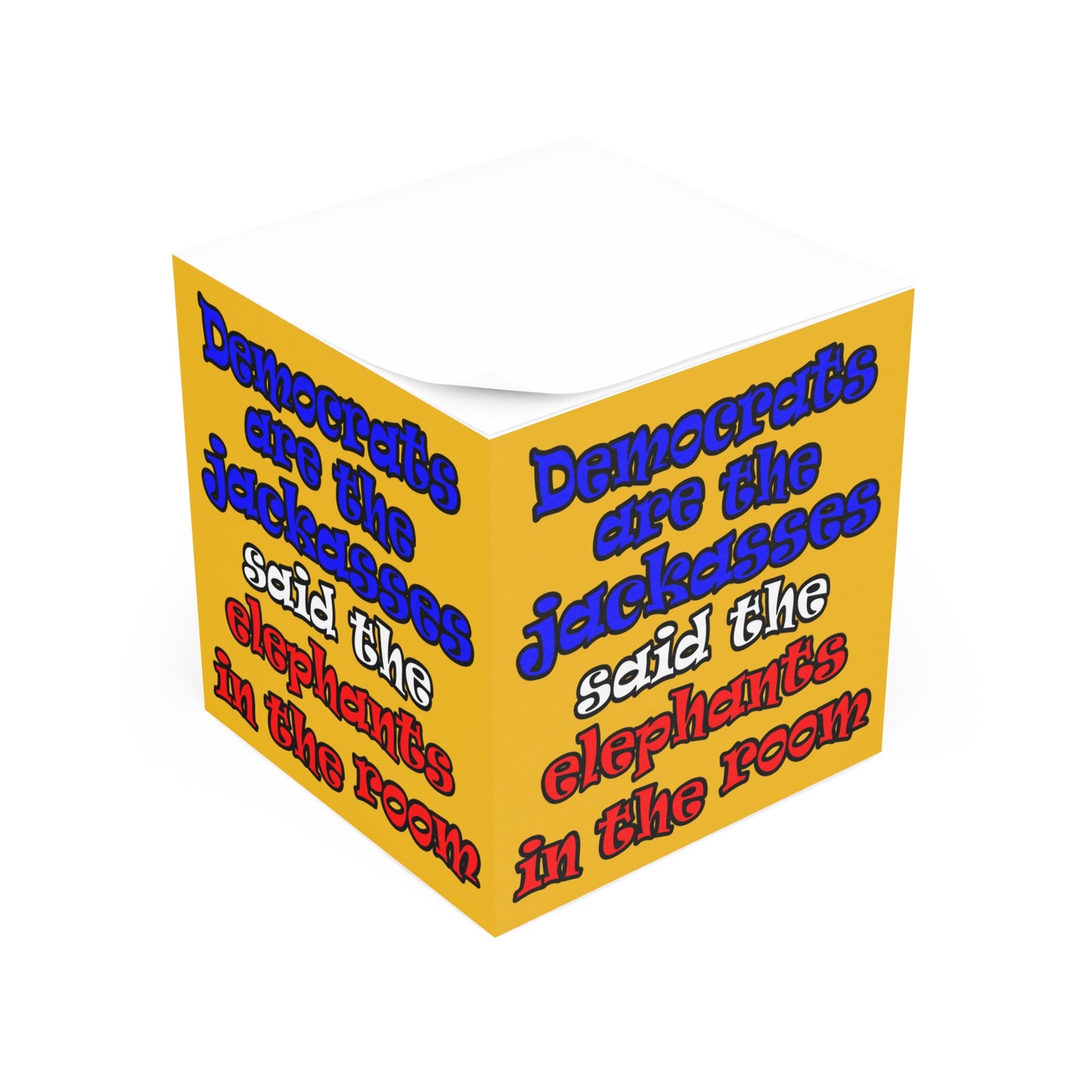 donkeys and elephants - note cube (yellow)