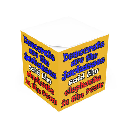 donkeys and elephants - note cube (yellow)