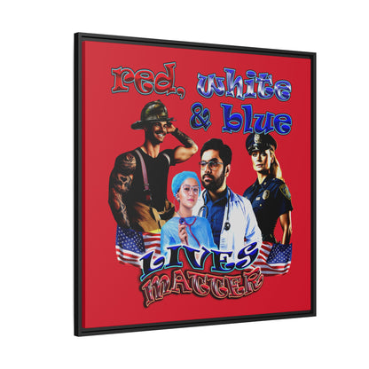 rw&b lives matter - framed canvas art (dark red)