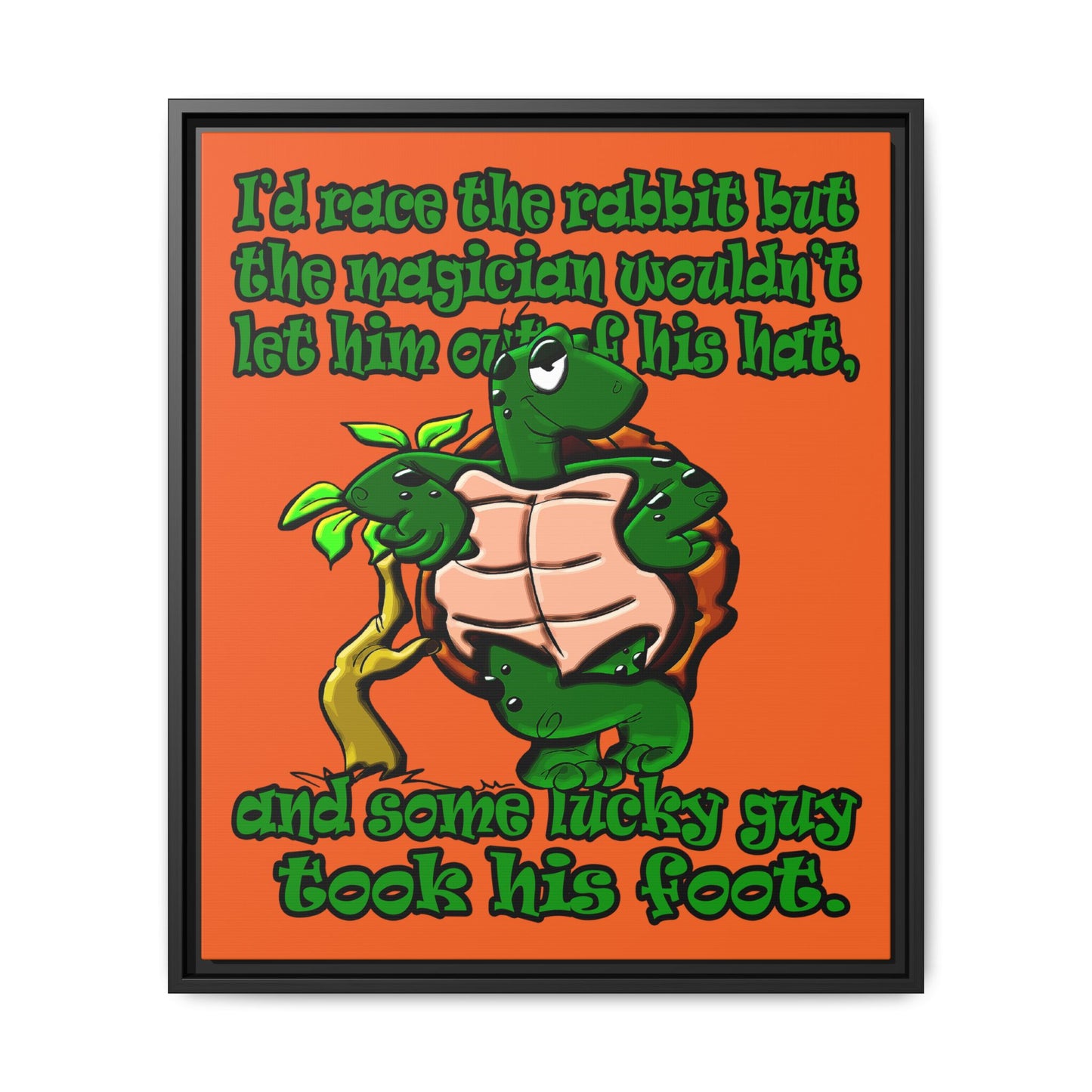 turtle race - framed canvas art (orange)