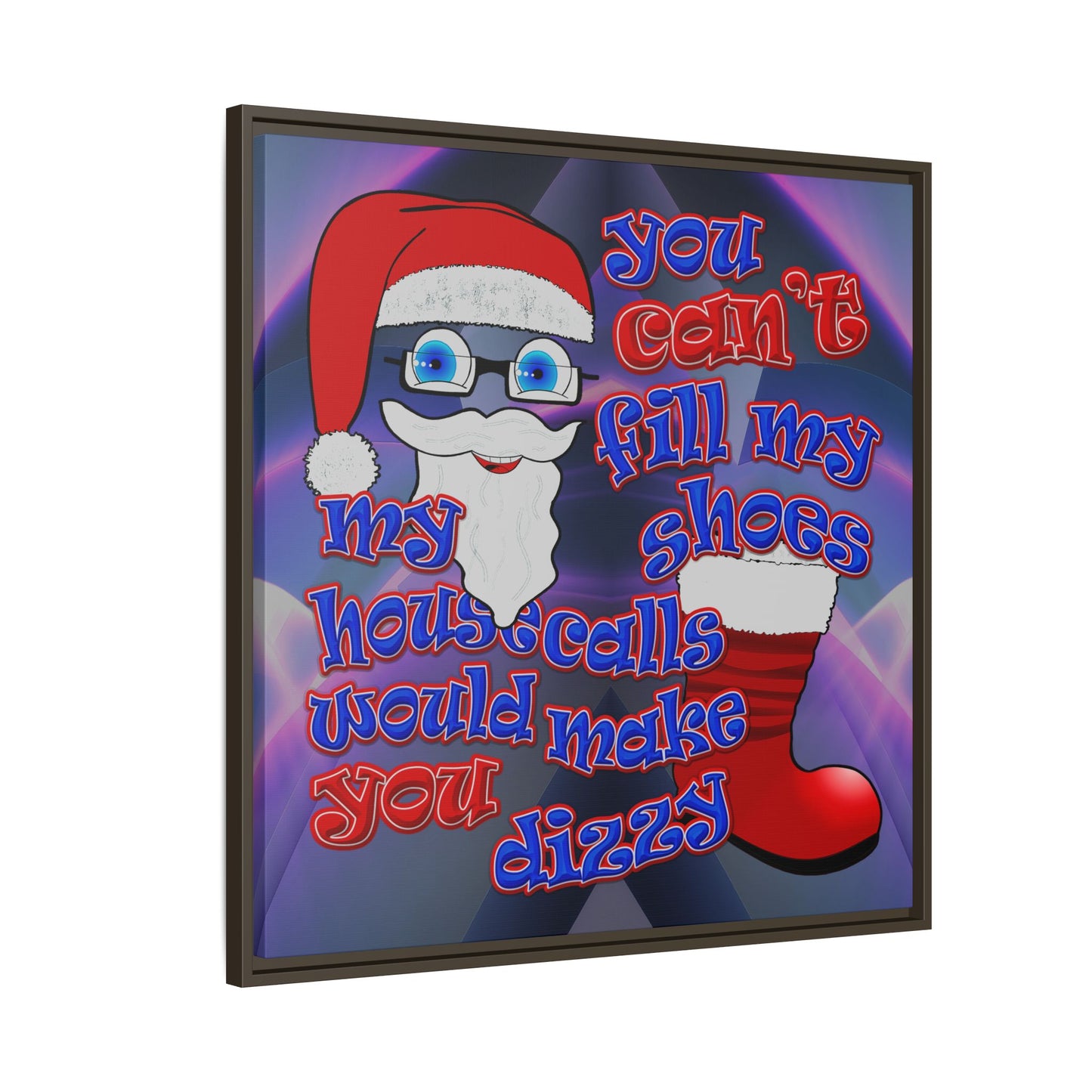 santa's shoes - framed canvas art (grey-pink wave)