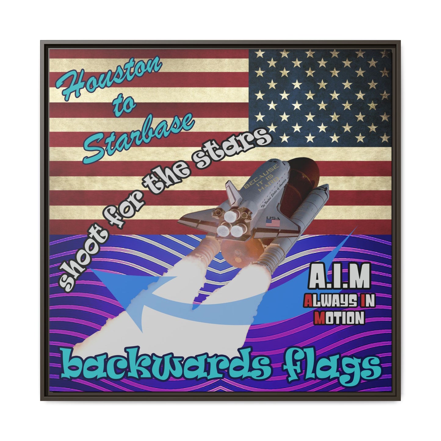 shoot for the stars - framed canvas art (purple wave)