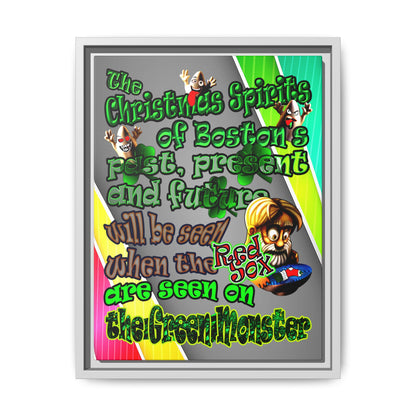 christmas spirits of boston - framed canvas art (rainbow split)