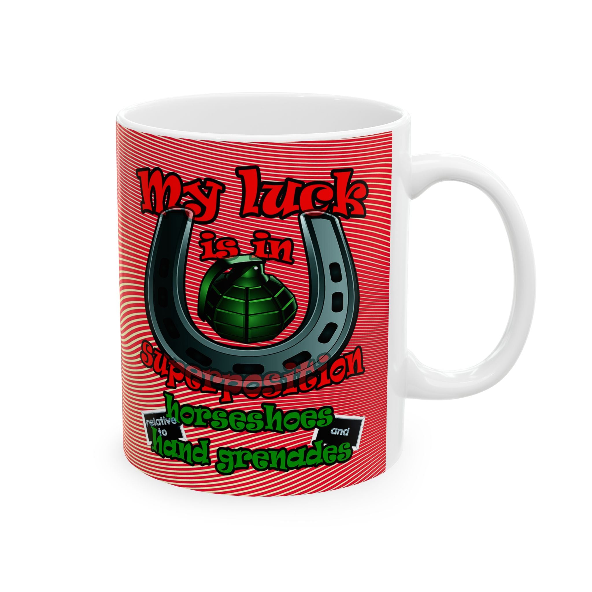 my luck - White Mug (yellow-orange wave)