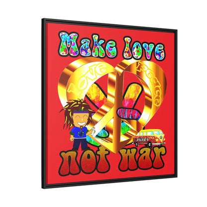 love peace - framed canvas art (red)