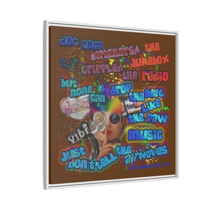 drop the beat - framed canvas art (brown)