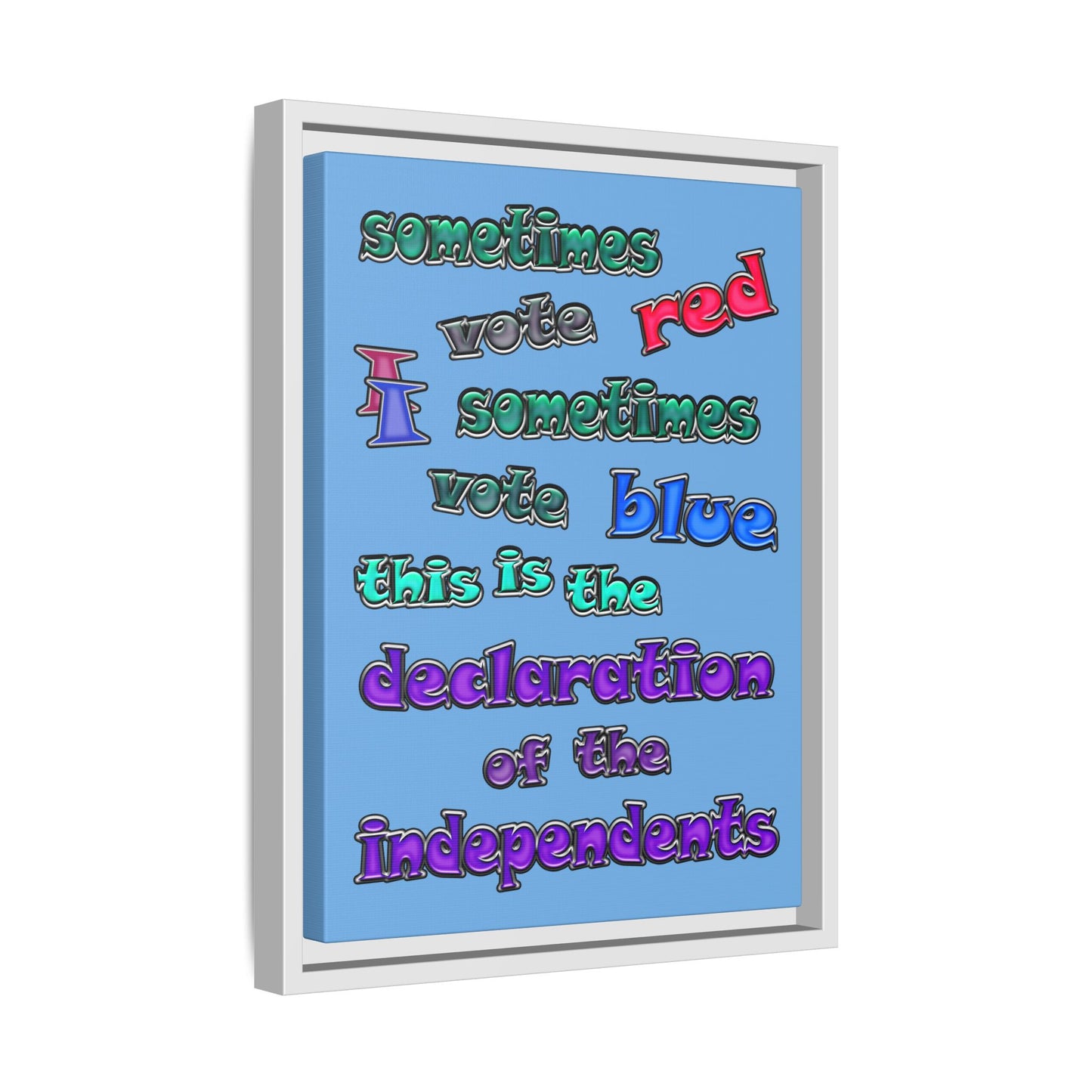 declaration of the independents - framed canvas art (light blue)