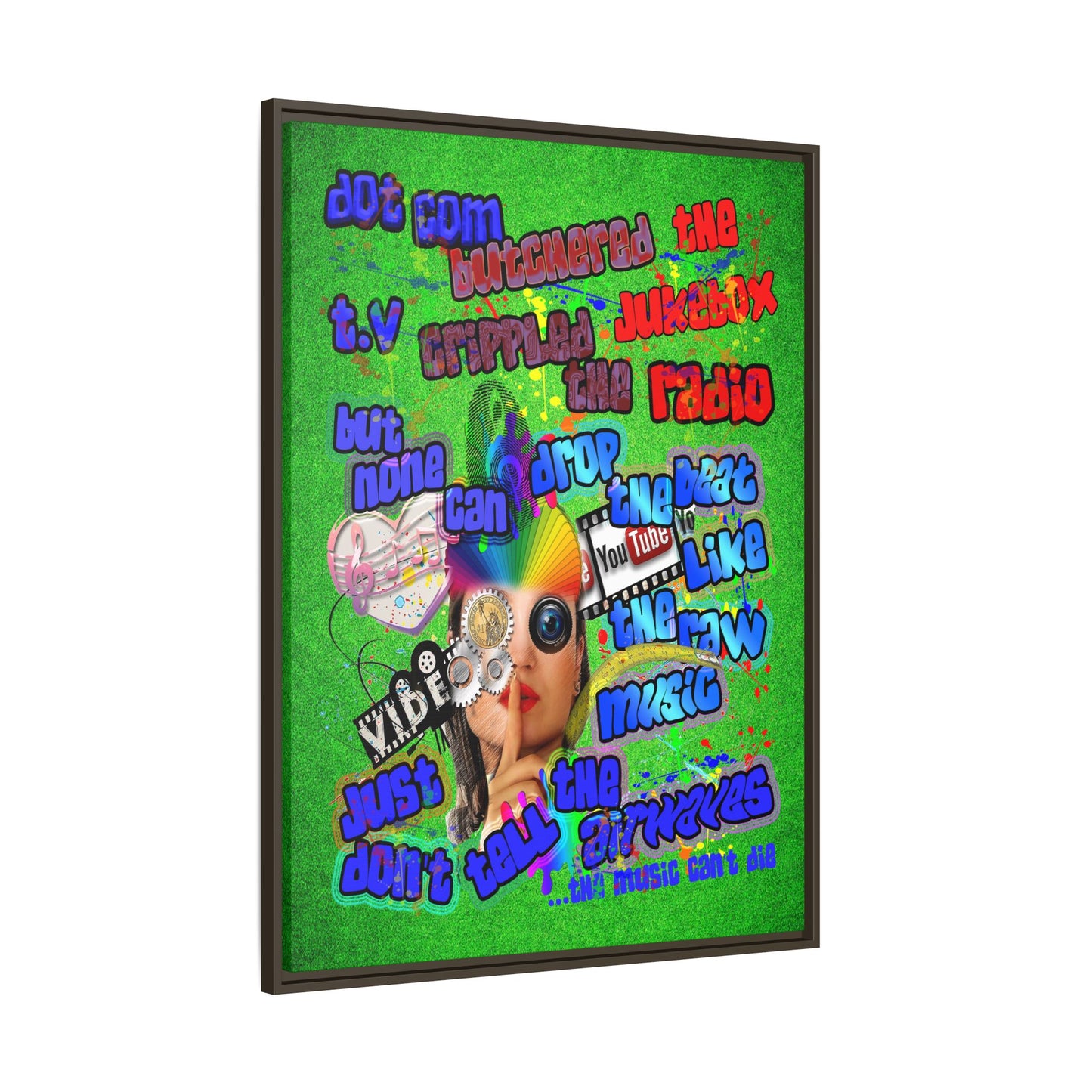 drop the beat - framed canvas art (green turf)