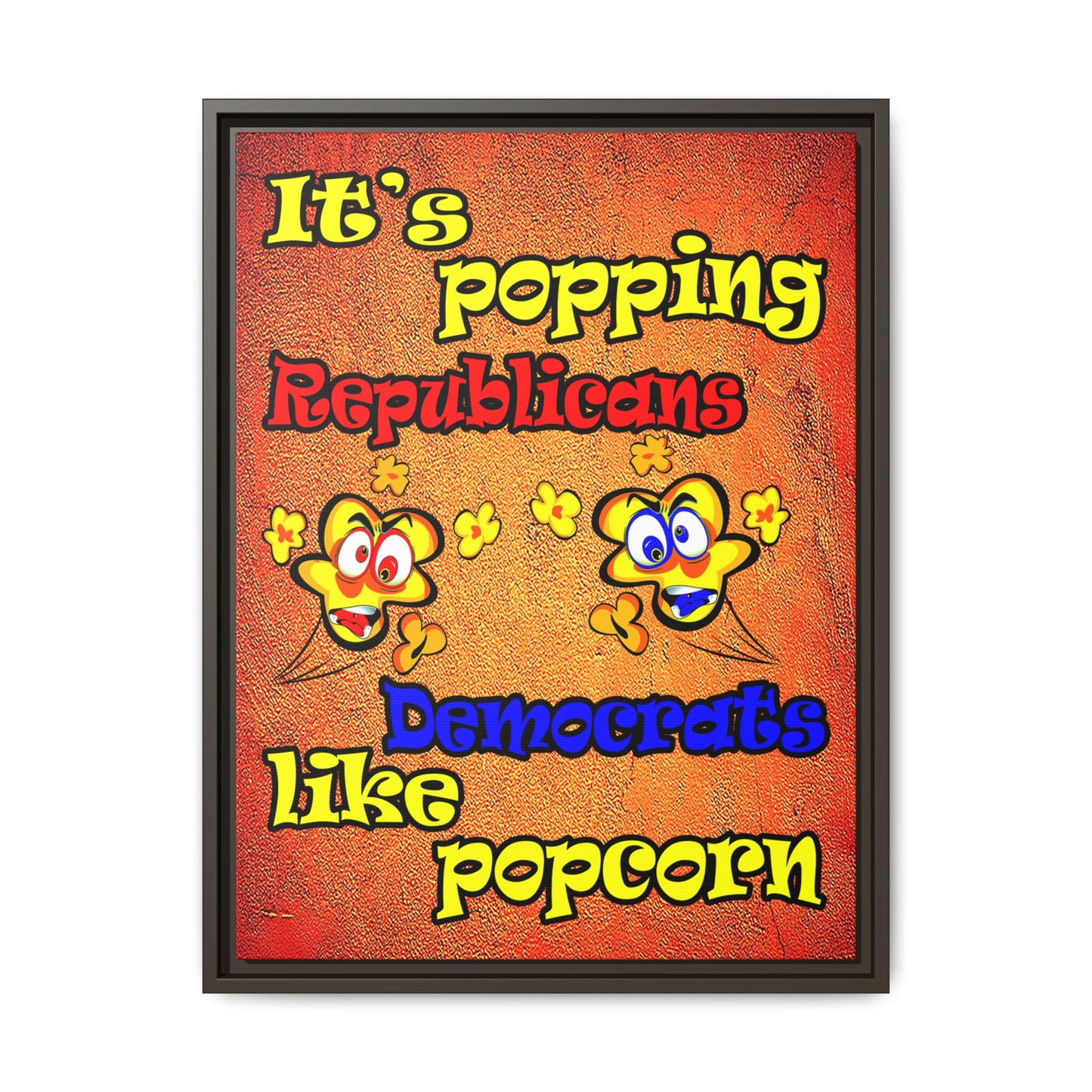 popping like popcorn - framed canvas art (burnt orange)