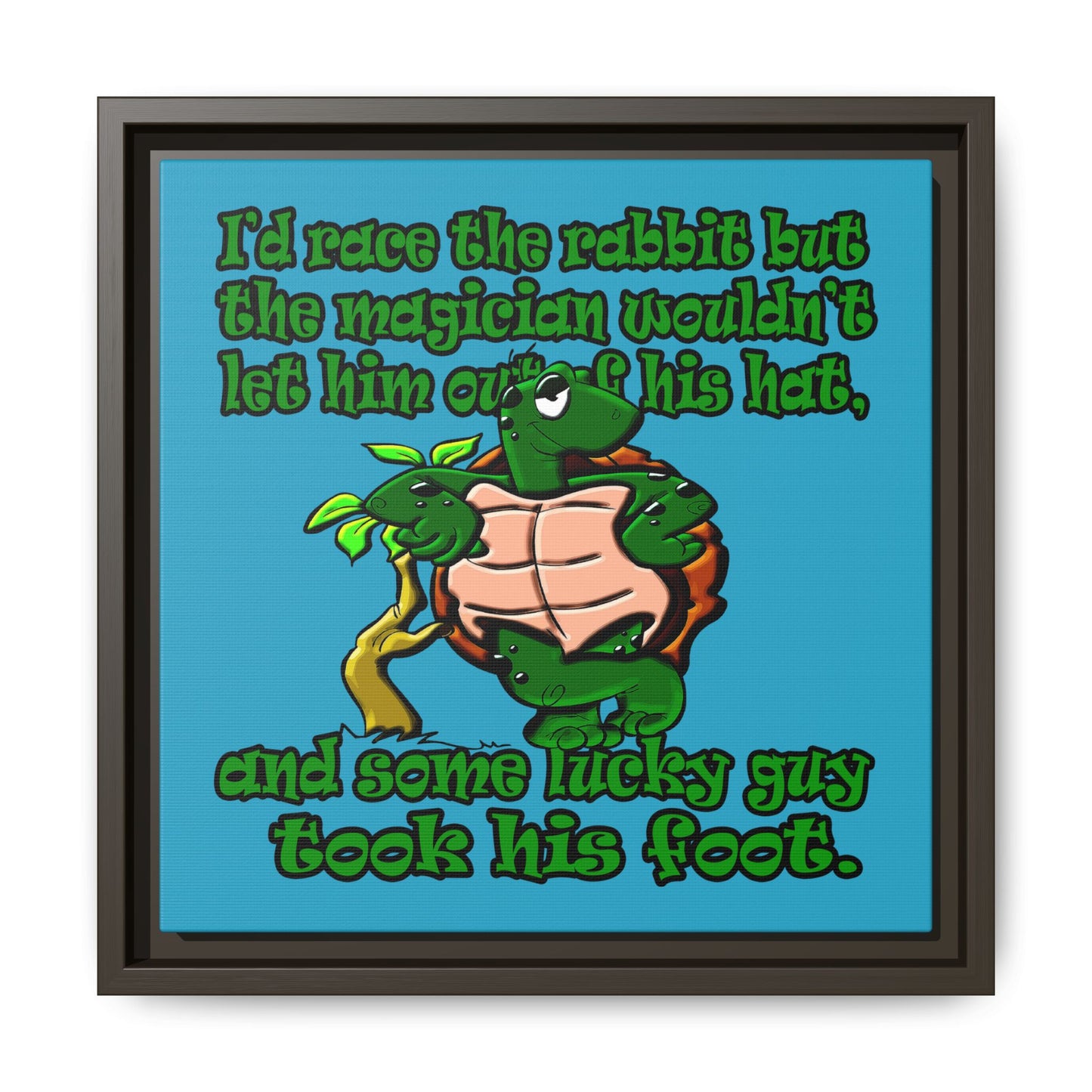 turtle race - framed canvas art (turquoise)