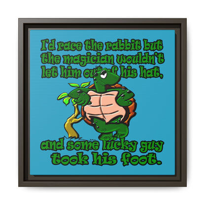 turtle race - framed canvas art (turquoise)