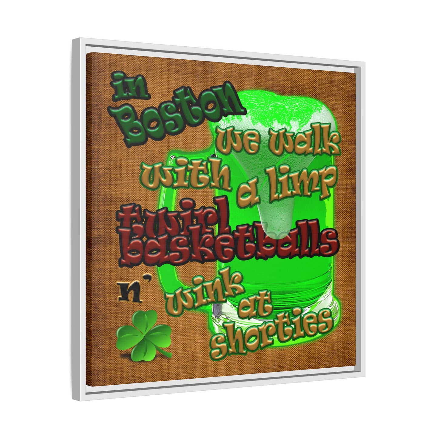 celtics logo - framed canvas art (brown papyrus)