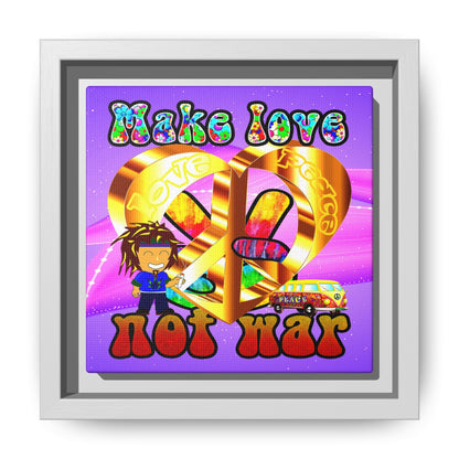 love peace - framed canvas art (purple-pink wave)