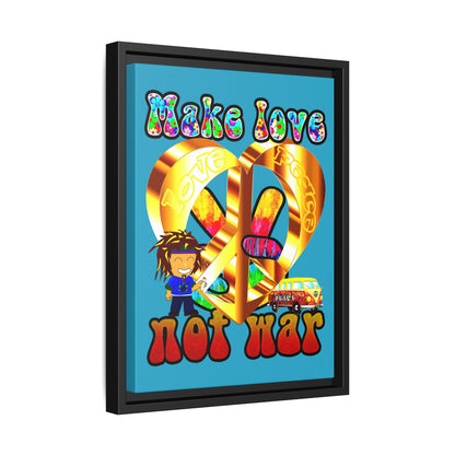 love peace - framed canvas art (turquoise)
