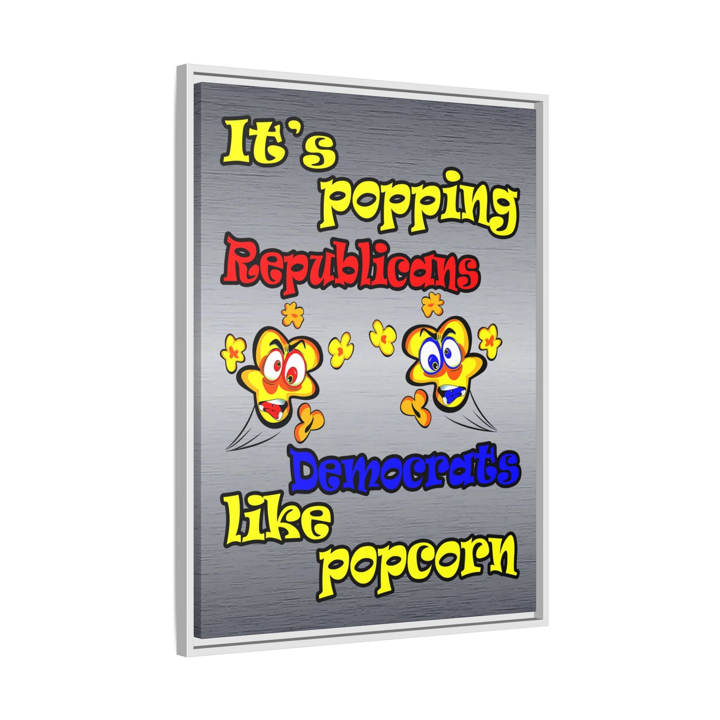popping like popcorn - framed canvas art (brushed nickel)