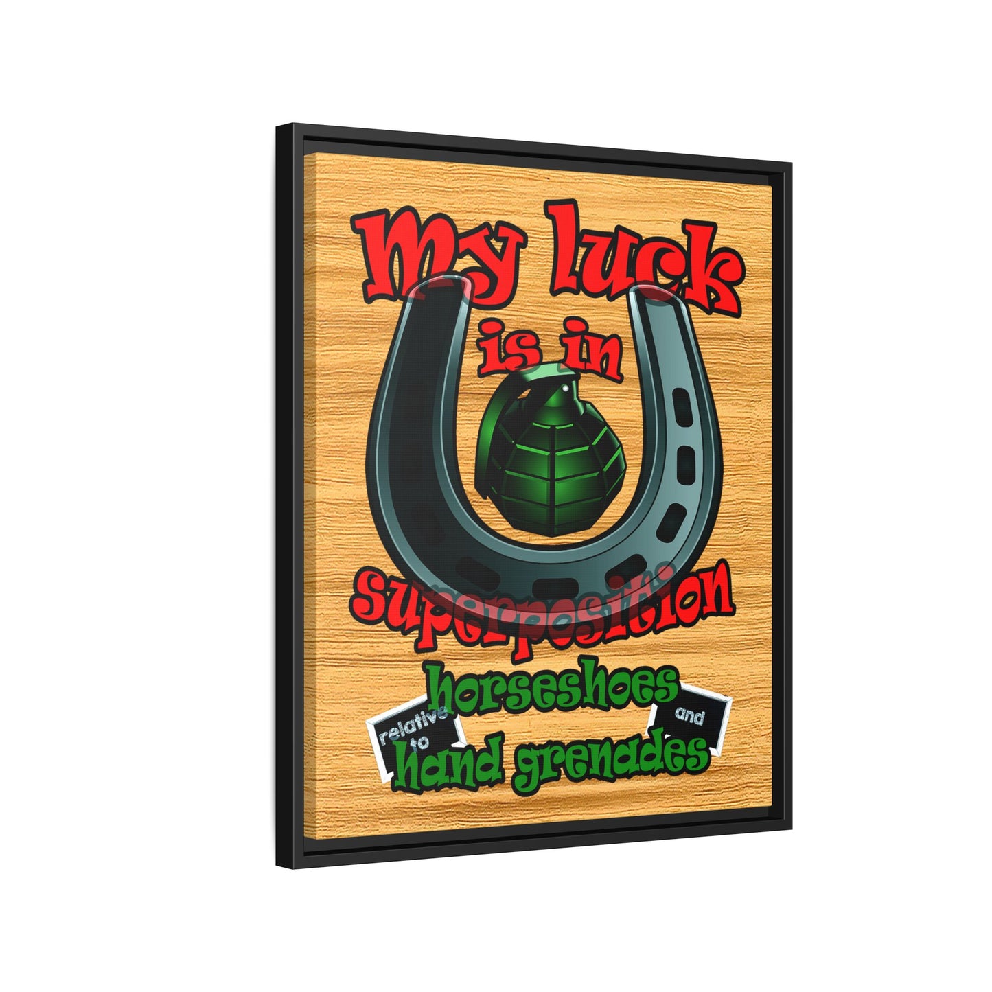 my luck - framed canvas art (butterscotch wood finish)