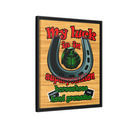 my luck - framed canvas art (butterscotch wood finish)