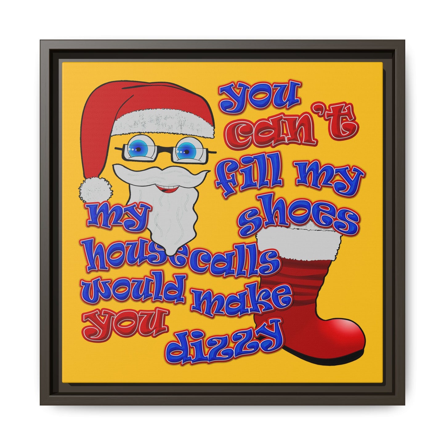 santa's shoes - framed canvas art (yellow)