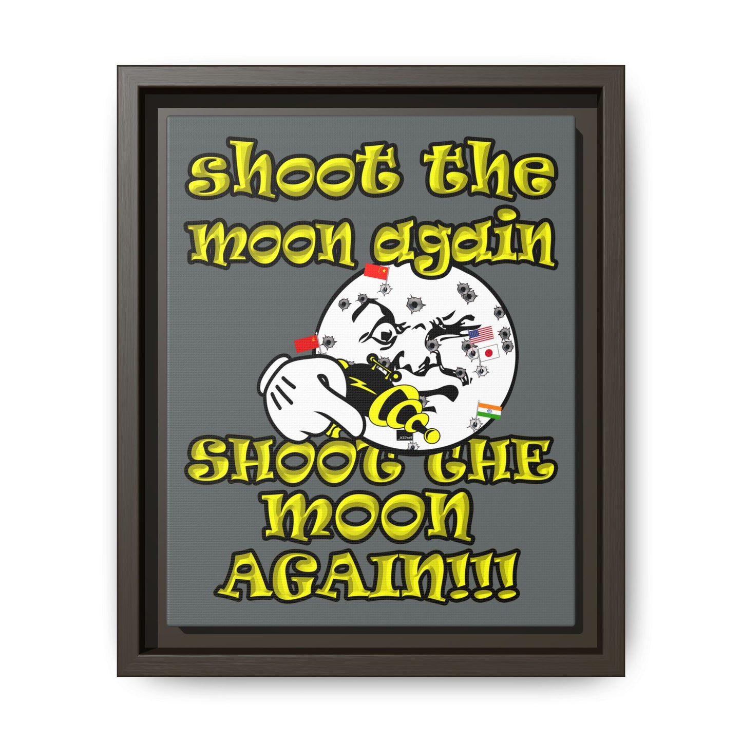 shoot the moon again - framed canvas art (dark grey)