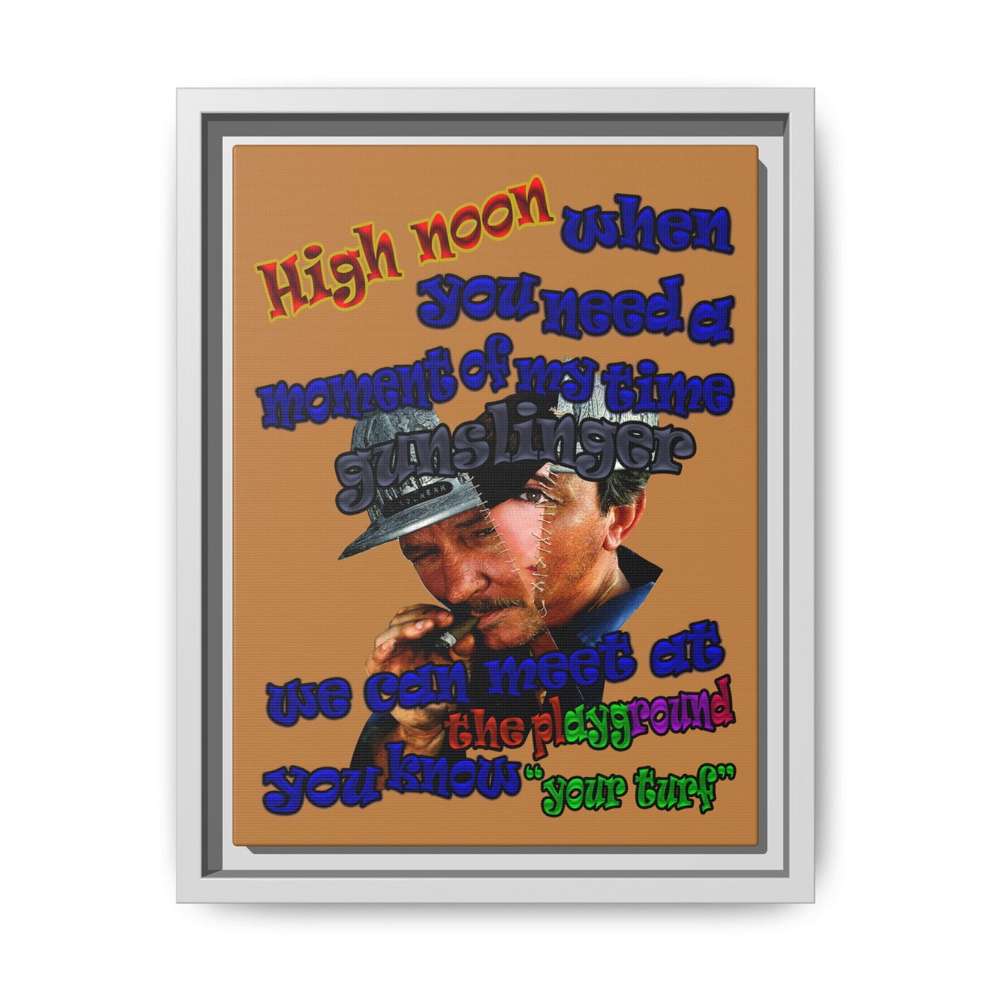 high noon - framed canvas art (light brown)