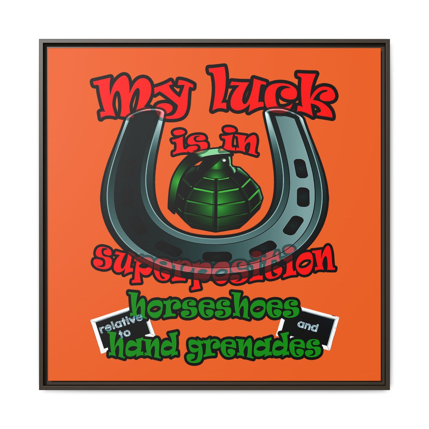 my luck - framed canvas art (orange)