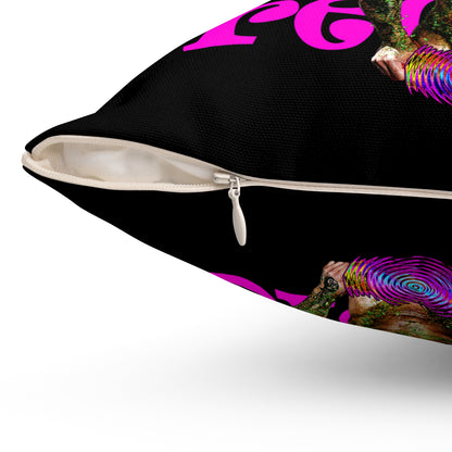 hoes b4 bros - Spun Polyester Square Pillow - (black)