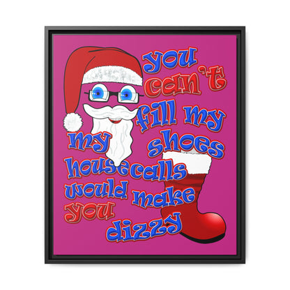 santa's shoes - framed canvas art (pink)