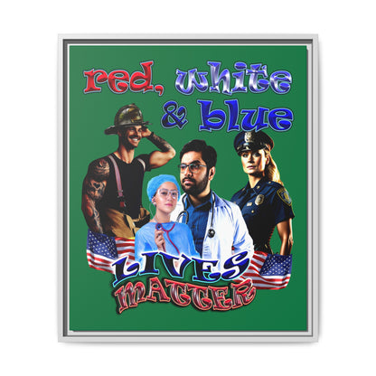 rw&b lives matter - framed canvas art (dark green)
