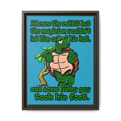 turtle race - framed canvas art (turquoise)