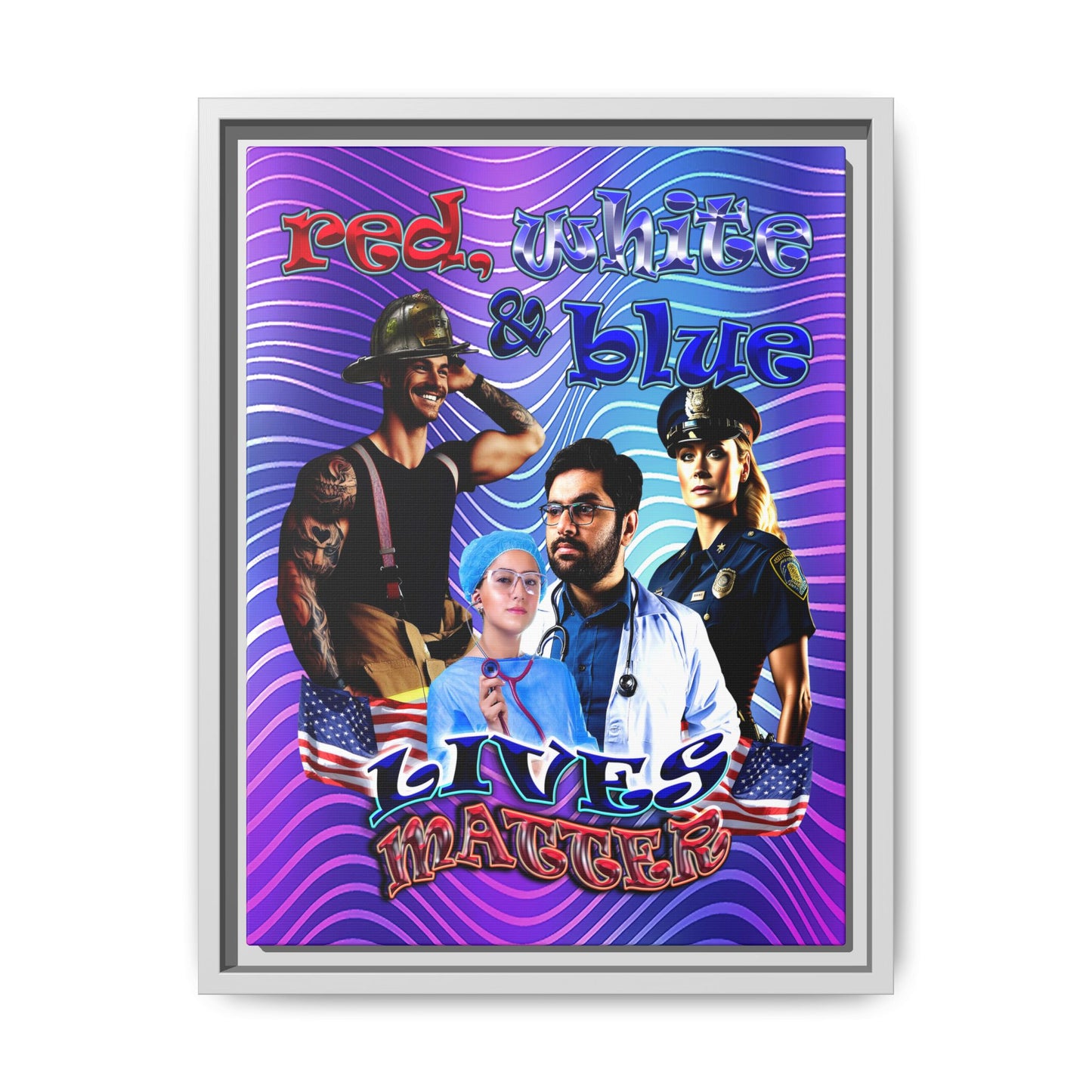 rw&b lives matter - framed canvas art (purple wave)
