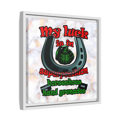 my luck - framed canvas art (white marble)