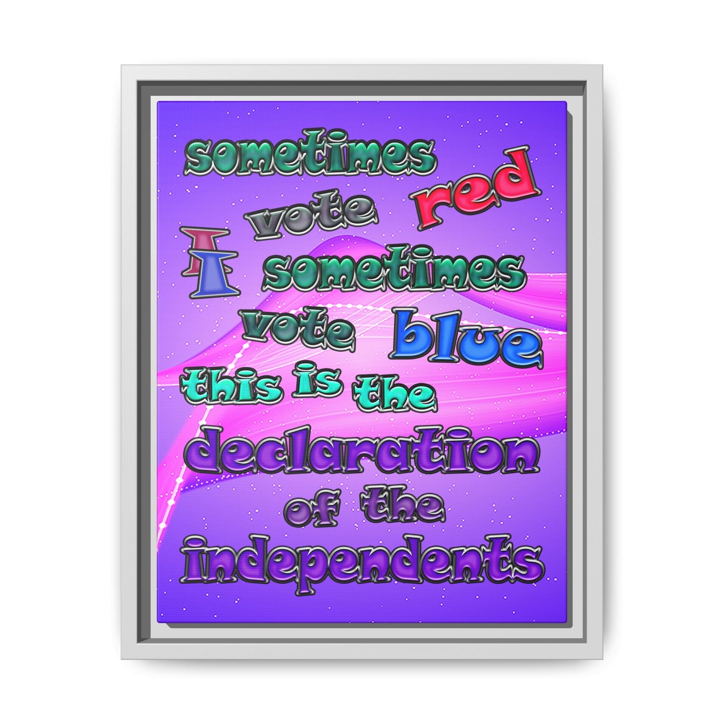 declaration of the independents - framed canvas art (purple-pink wave)