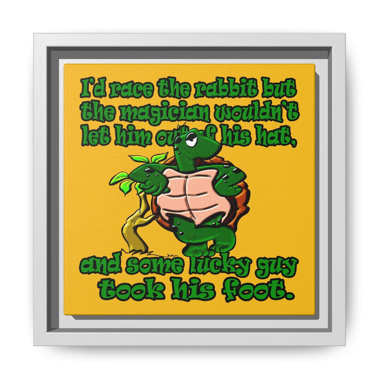 turtle race - framed canvas art (yellow)