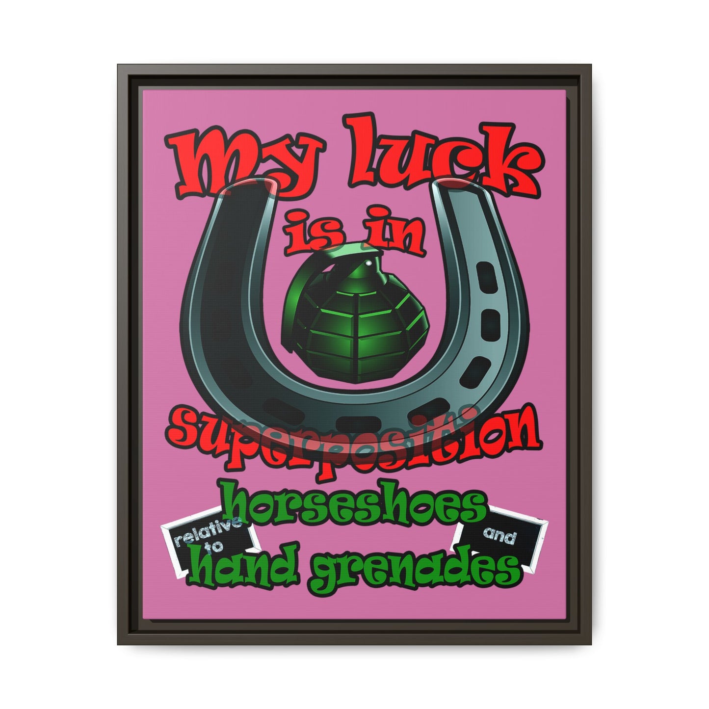 my luck - framed canvas art (light pink)
