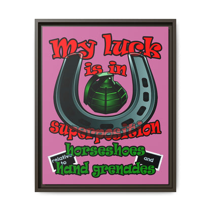 my luck - framed canvas art (light pink)