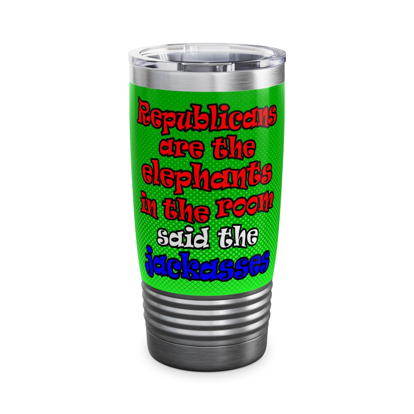 donkeys and elephants - Ringneck Tumbler, 20oz (logo green)