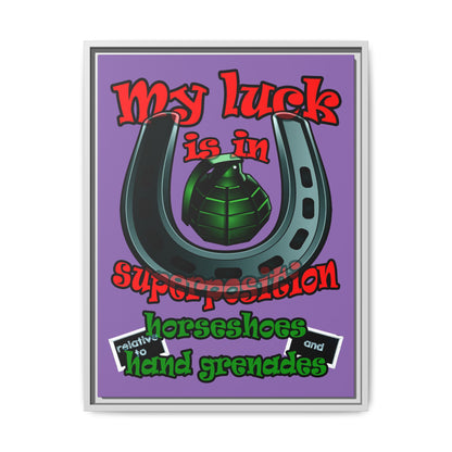 my luck - framed canvas art (light purple)