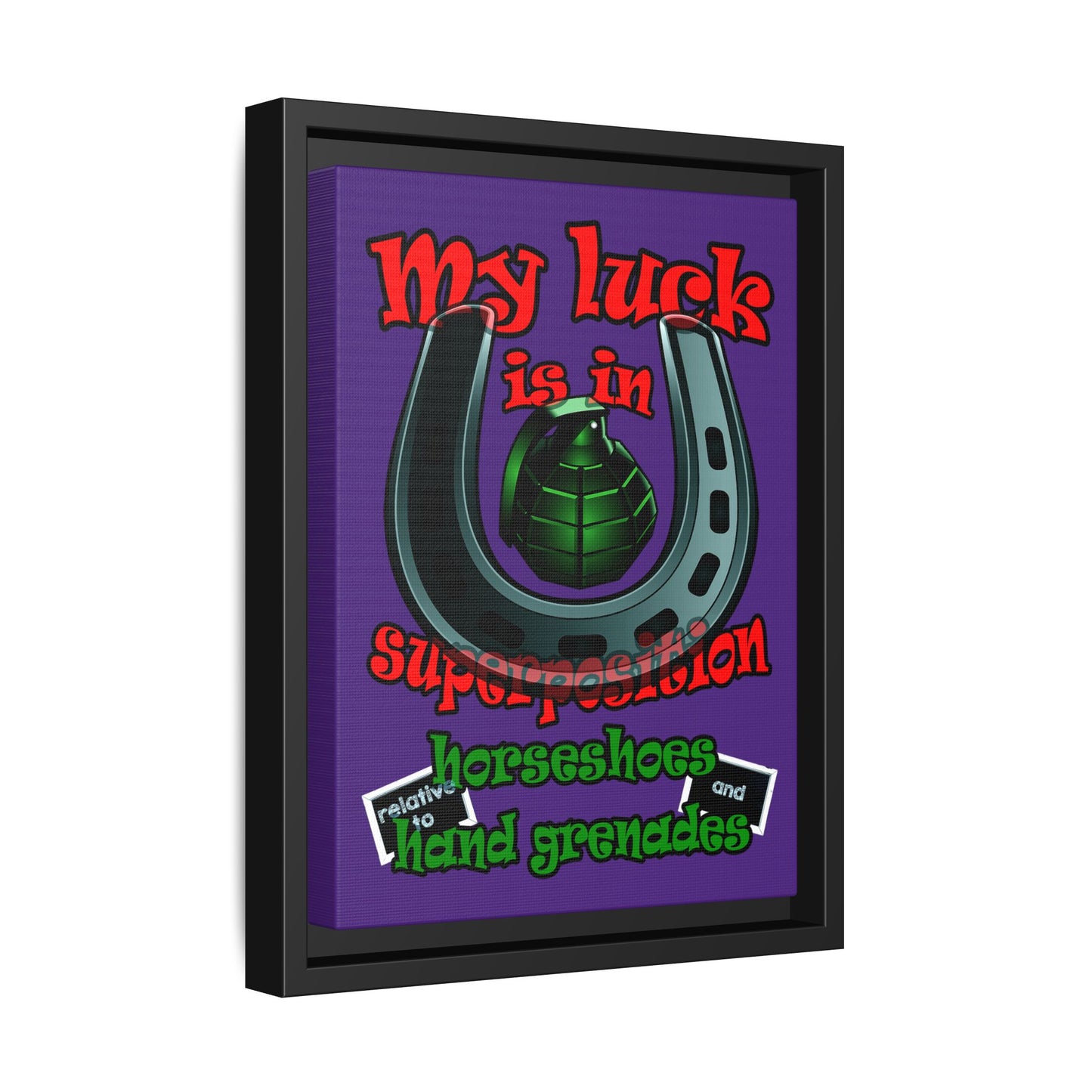 my luck - framed canvas art (purple)