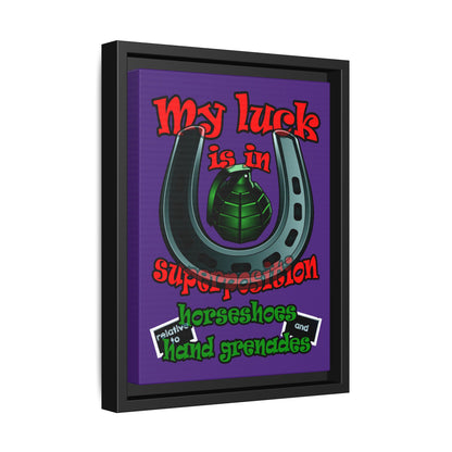my luck - framed canvas art (purple)