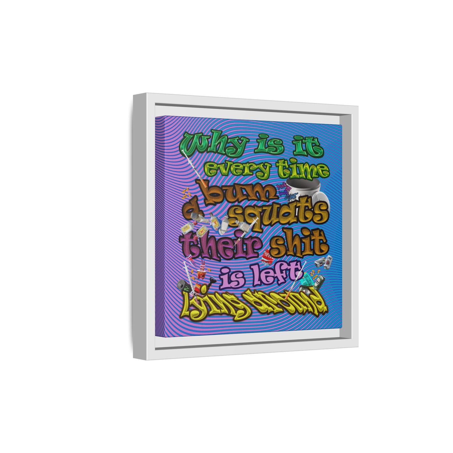 the bum's shit - framed canvas art (light blue-purple wave)