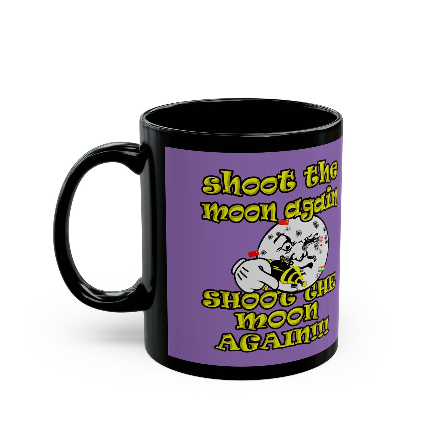 shoot the moon again - Black Mug (light purple)