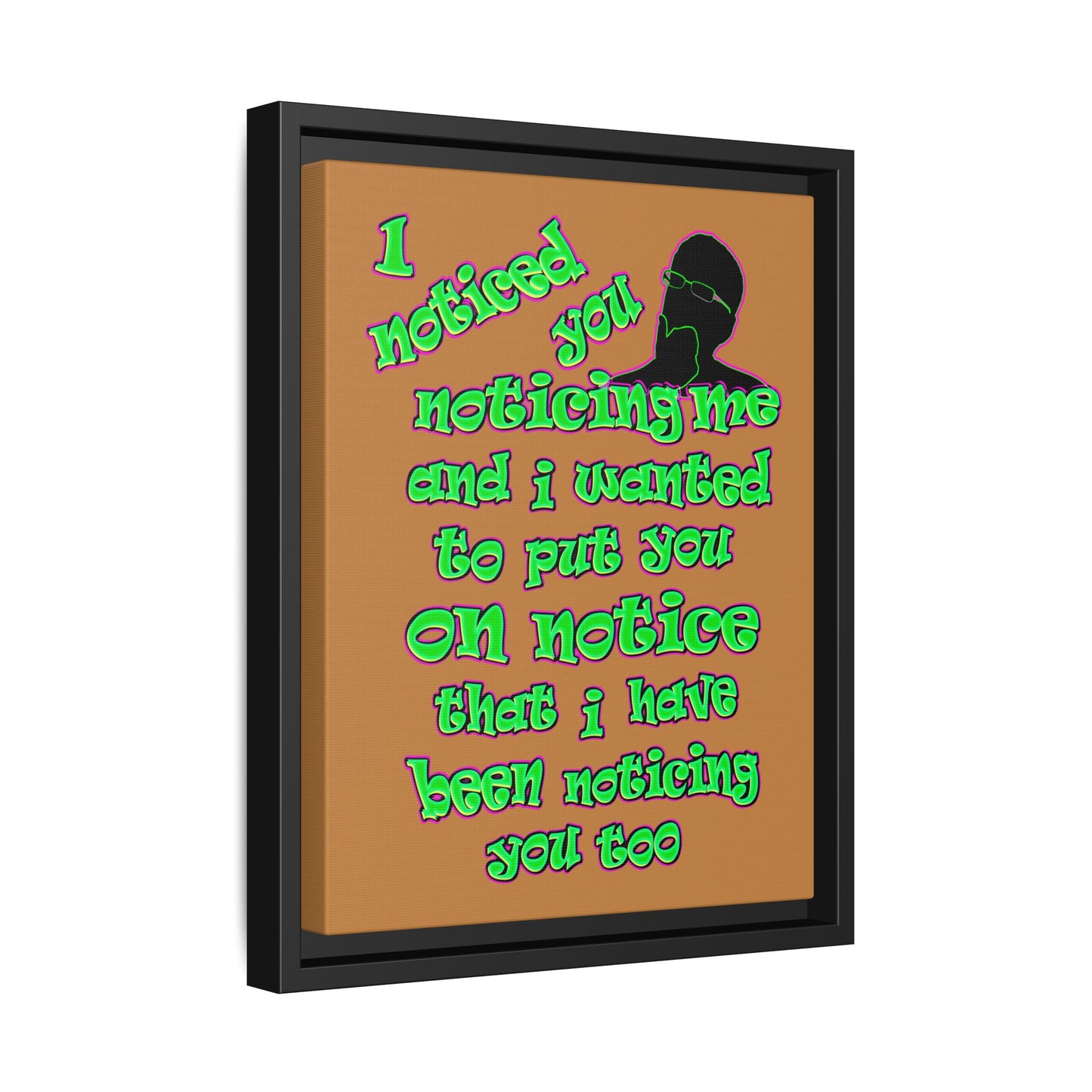 noticed you noticing - framed canvas art (light brown)