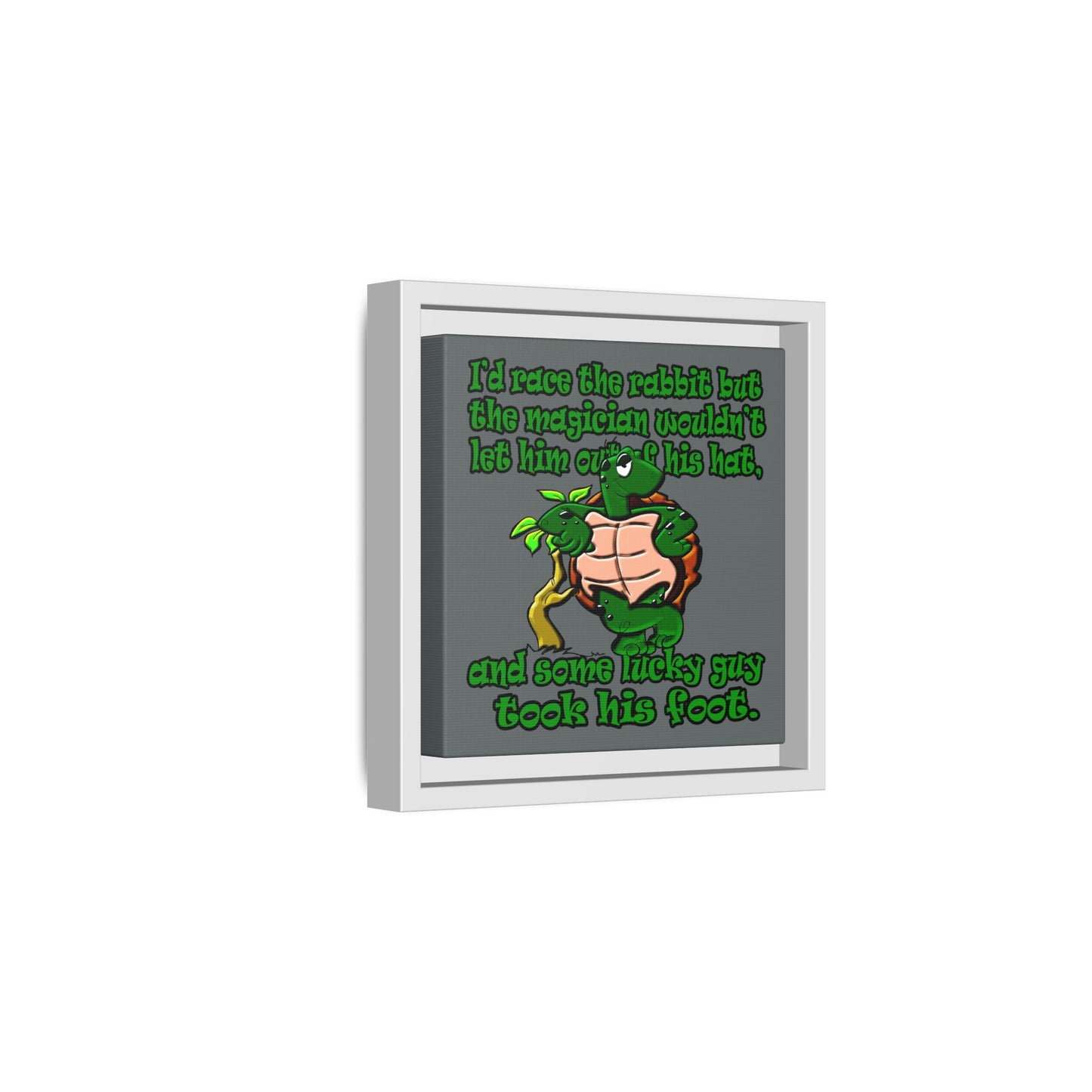 turtle race - framed canvas art (dark grey)