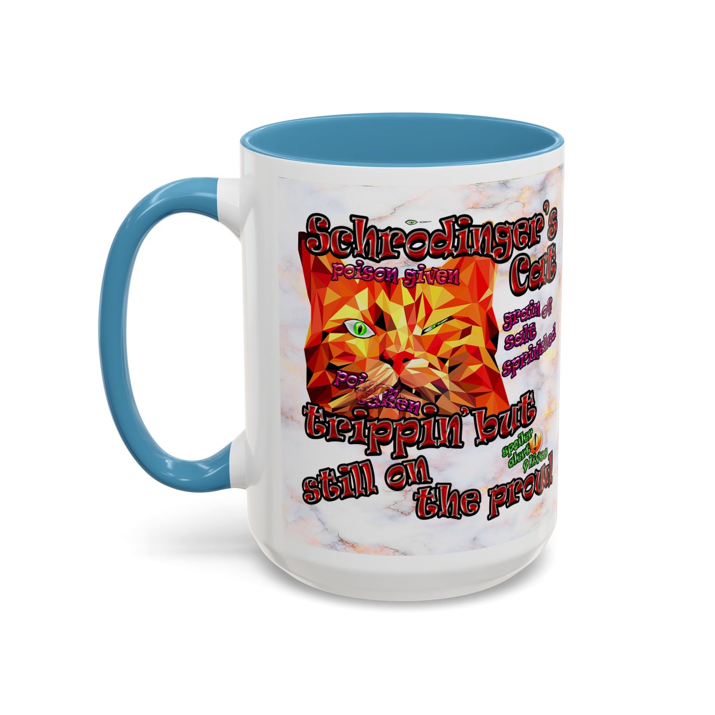 schrodinger's cat - Accent Mug (white marble)