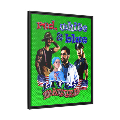 rw&b lives matter - framed canvas art (logo green)